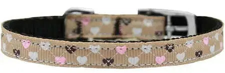 Argyle-Hearts-Nylon-Dog-Collar-With-Classic-Buckle-3-8_-Tan-Size-12-GreatEagleInc-333685875
