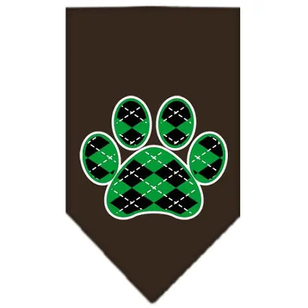 Argyle Paw Green Screen Print Bandana Cocoa Large Default Title