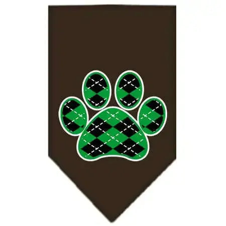 Argyle-Paw-Green-Screen-Print-Bandana-Cocoa-Small-GreatEagleInc-319362750