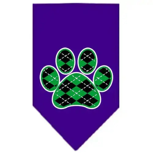 Argyle-Paw-Green-Screen-Print-Bandana-Purple-Small-GreatEagleInc-319362689