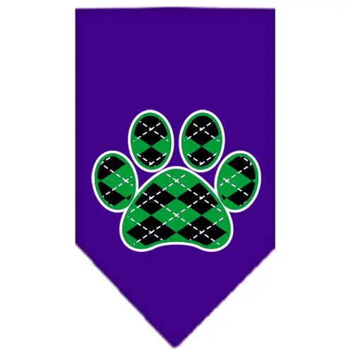 Argyle Paw Green Screen Print Bandana Purple Small Default Title