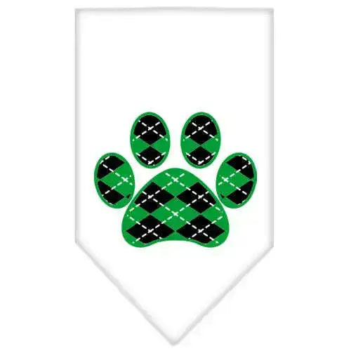 Argyle-Paw-Green-Screen-Print-Bandana-White-Small-GreatEagleInc-319362566