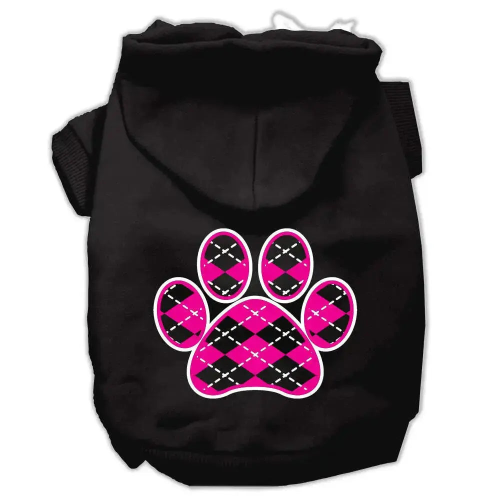 Argyle-Paw-Pink-Screen-Print-Pet-Hoodies-Black-Size-Xxl-GreatEagleInc-318706718