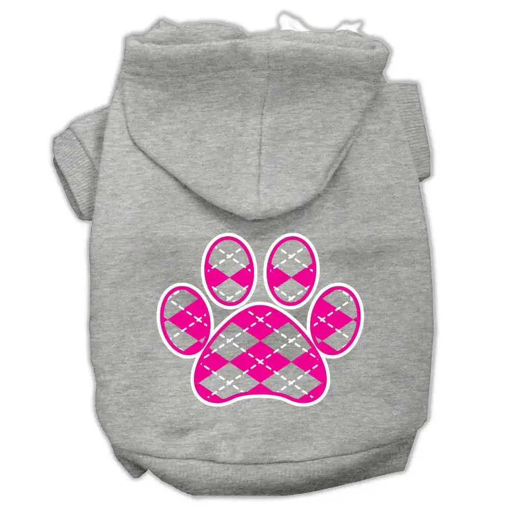 Argyle-Paw-Pink-Screen-Print-Pet-Hoodies-Grey-Size-Lg-GreatEagleInc-319164218
