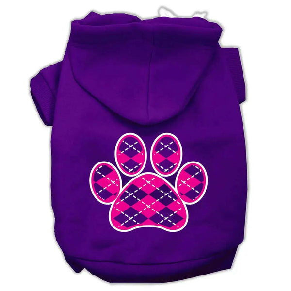Argyle-Paw-Pink-Screen-Print-Pet-Hoodies-Purple-Size-Xl-GreatEagleInc-319969391