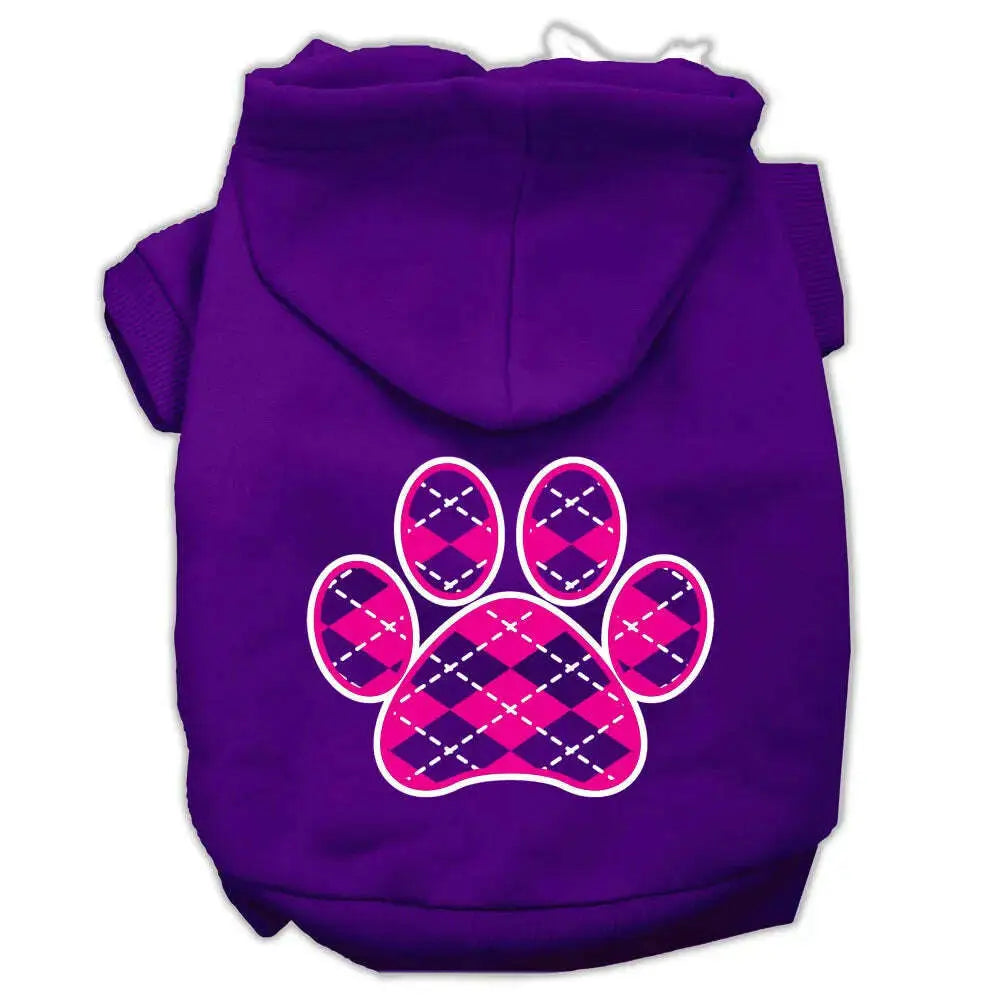 Argyle-Paw-Pink-Screen-Print-Pet-Hoodies-Purple-Size-Xxl-GreatEagleInc-318751099