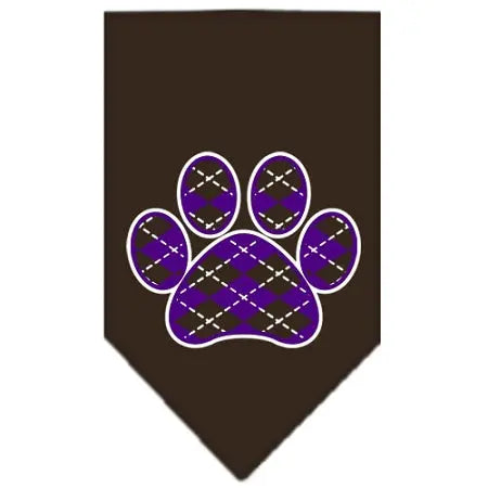 Argyle Paw Purple Screen Print Bandana Cocoa Large Default Title