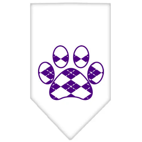 Argyle Paw Purple Screen Print Bandana White Large Default Title