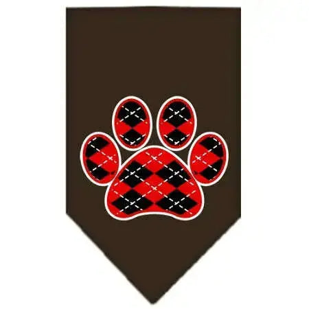 Argyle-Paw-Red-Screen-Print-Bandana-Cocoa-Large-GreatEagleInc-319213150
