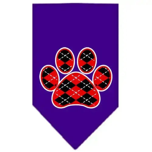 Argyle-Paw-Red-Screen-Print-Bandana-Purple-Small-GreatEagleInc-319212999