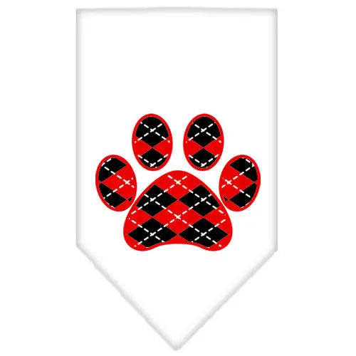 Argyle Paw Red Screen Print Bandana White Small Default Title