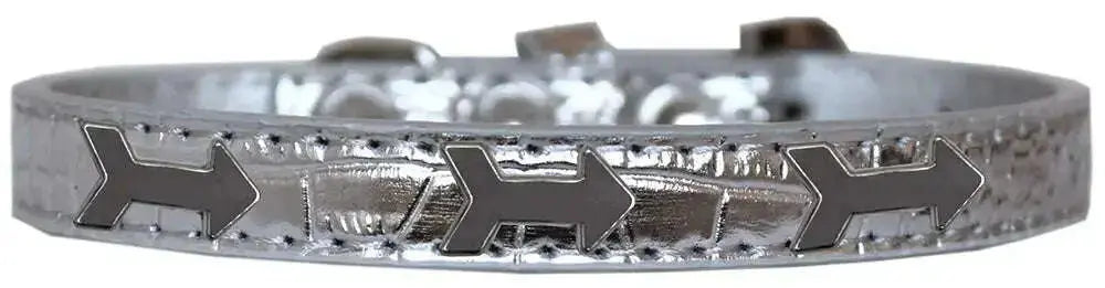 Arrows-Widget-Croc-Dog-Collar-Silver-Size-12-GreatEagleInc-319184649