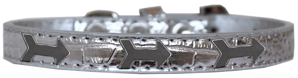 Arrows Widget Croc Dog Collar Silver Size 14 Default Title