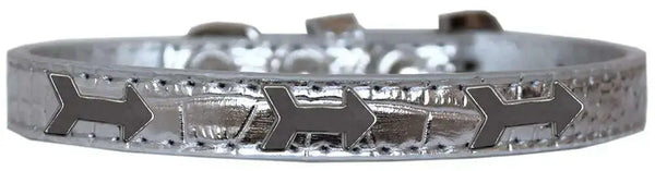 Arrows-Widget-Croc-Dog-Collar-Silver-Size-16-GreatEagleInc-319184435