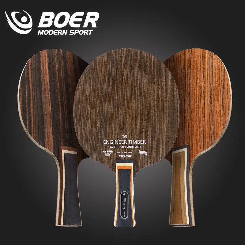 BOER Table Tennis Racket Blade Base 7-Ply Ebony Cassia Siamea Rosewood Material Ping Pong Blade Paddle Bottom Plate Pingpong Bat