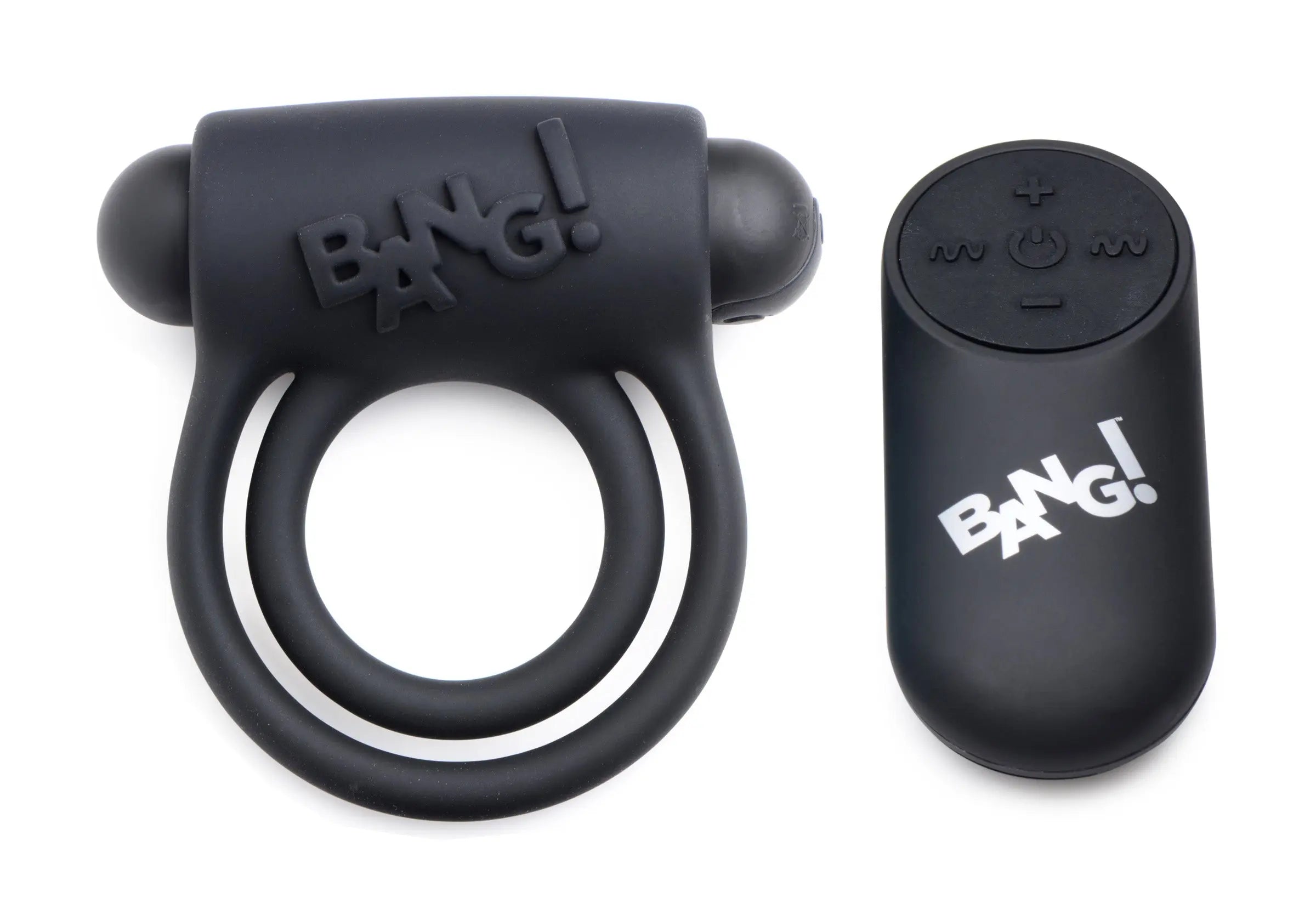 Bang - Silicone Cock Ring and Bullet With Remote  Control - Black XR Brands Bang