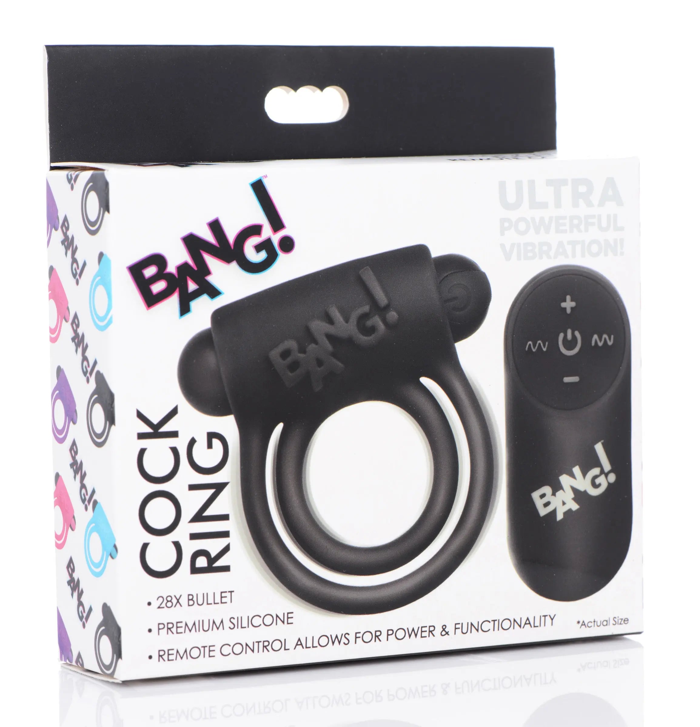 Bang - Silicone Cock Ring and Bullet With Remote  Control - Black XR Brands Bang