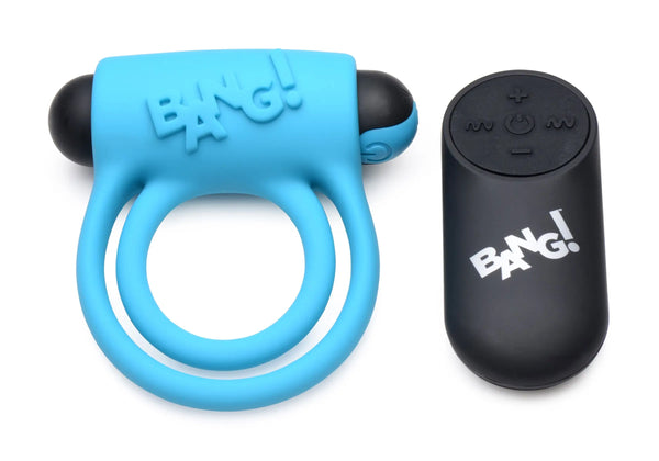 Bang - Silicone Cockring and Bullet With Remote Control - Blue Default Title