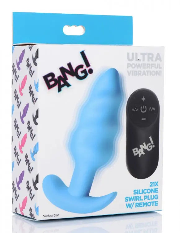 Bang! 21x Vibrating Silicone Swirl Butt Plug W/ Remote XR Brands