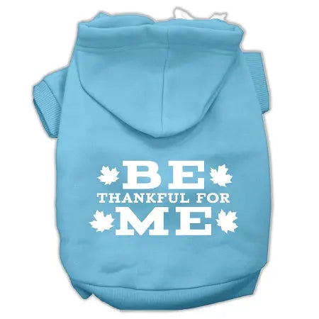 Be Thankful For Me Screen Print Pet Hoodies Baby Blue Size L Default Title