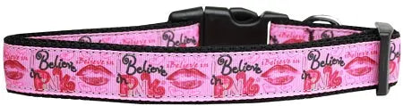 Believe In Pink Nylon Dog Collar Xs Default Title