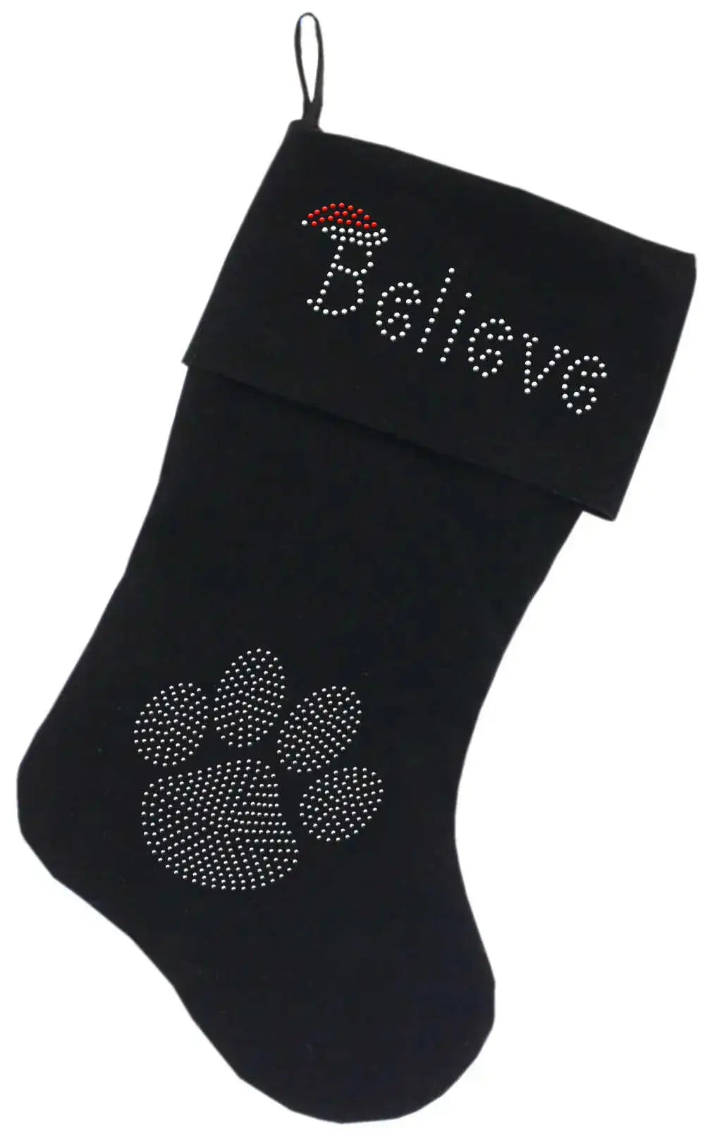 Believe-Rhinestone-18-Inch-Velvet-Christmas-Stocking-Black-GreatEagleInc-319870524