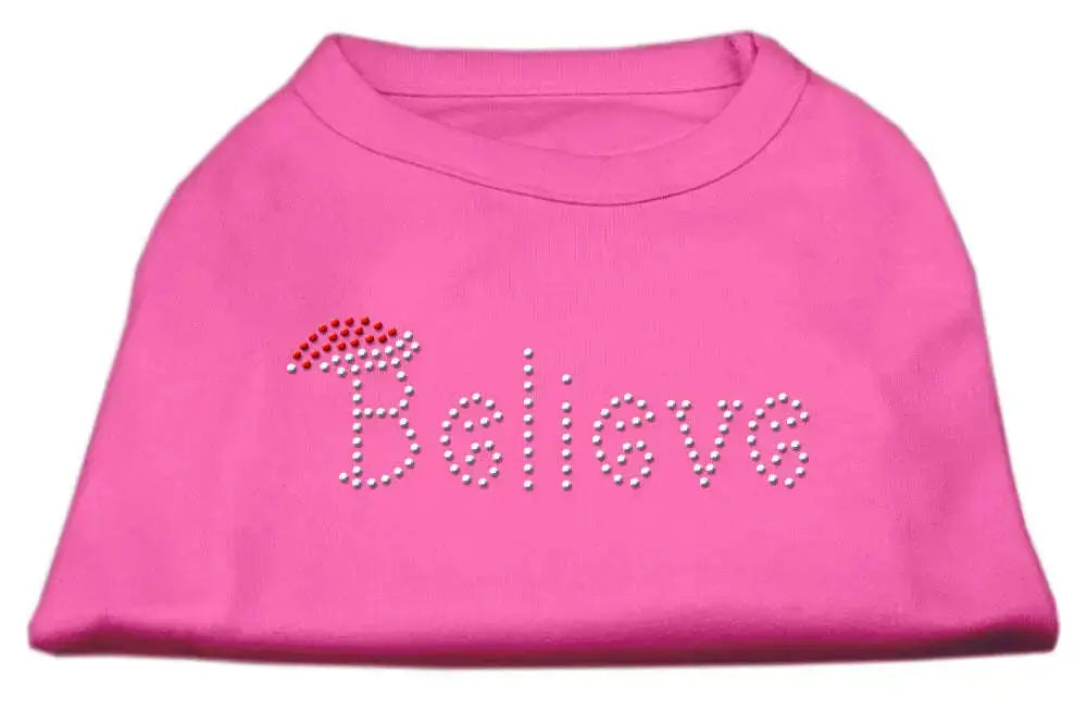 Believe-Rhinestone-Shirts-Bright-Pink-M-GreatEagleInc-319813211