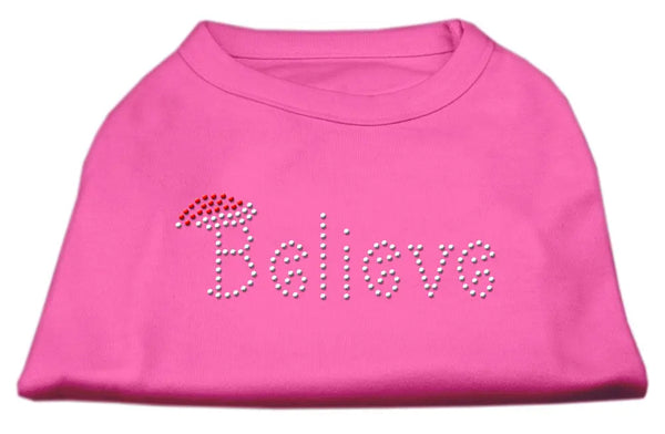 Believe Rhinestone Shirts Bright Pink Xs Default Title
