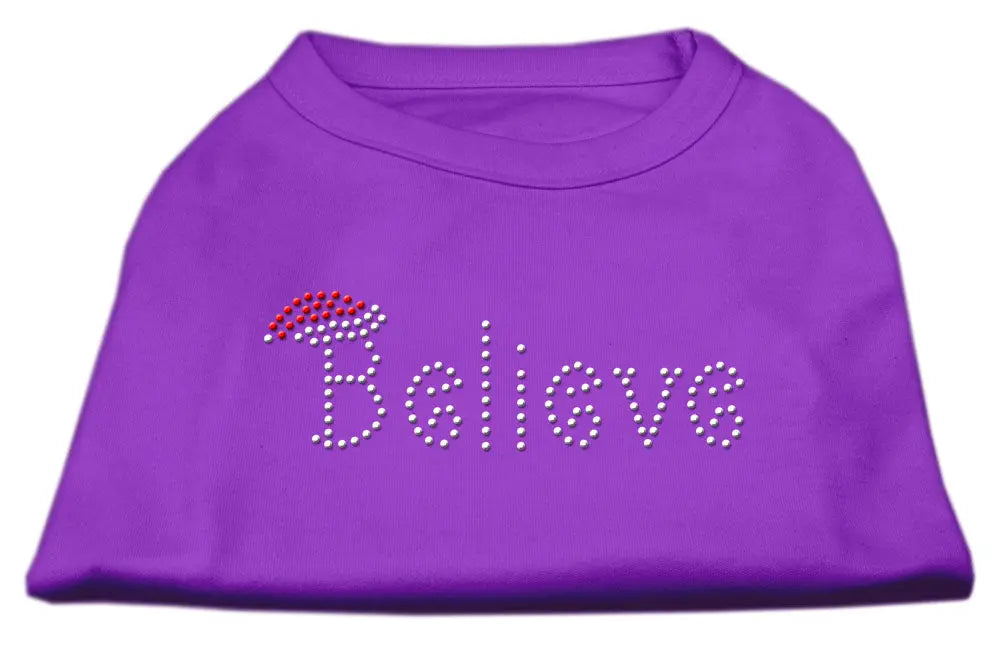 Believe Rhinestone Shirts Purple M Default Title