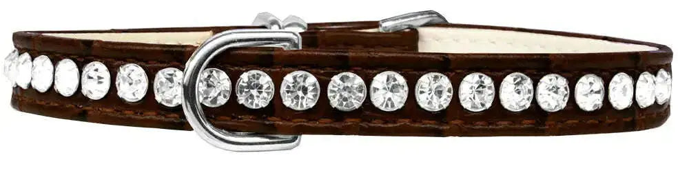 Beverly-Style-Rhinestone-Designer-Croc-Dog-Collar-Chocolate-Size-12-GreatEagleInc-334340594