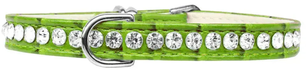 Beverly-Style-Rhinestone-Designer-Croc-Dog-Collar-Lime-Green-Size-10-GreatEagleInc-334340979