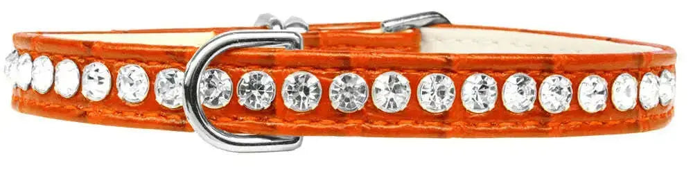 Beverly-Style-Rhinestone-Designer-Croc-Dog-Collar-Orange-Size-8-GreatEagleInc-334341572