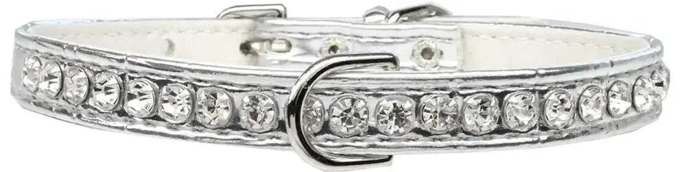 Beverly-Style-Rhinestone-Designer-Croc-Dog-Collar-Silver-Size-10-GreatEagleInc-334341736