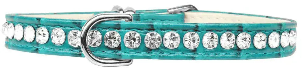 Beverly-Style-Rhinestone-Designer-Croc-Dog-Collar-Turquoise-Size-8-GreatEagleInc-334342174