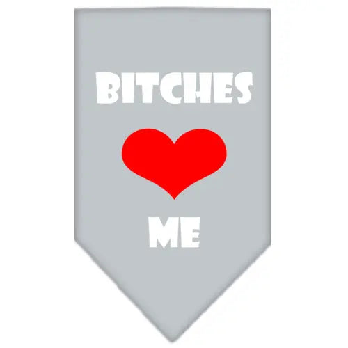 Bitches Love Me Screen Print Bandana Grey Large Default Title