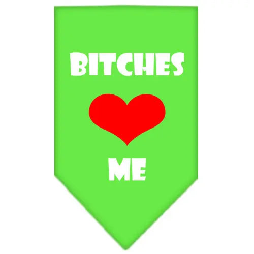 Bitches Love Me Screen Print Bandana Lime Green Large Default Title