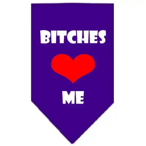 Bitches-Love-Me-Screen-Print-Bandana-Purple-Small-GreatEagleInc-333825537
