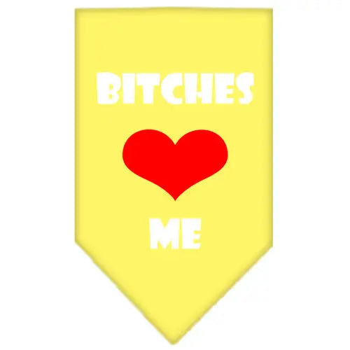 Bitches Love Me Screen Print Bandana Yellow Large Default Title