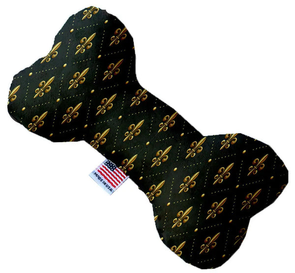 Black And Gold Fleur De Lis 8 Inch Bone Dog Toy Default Title
