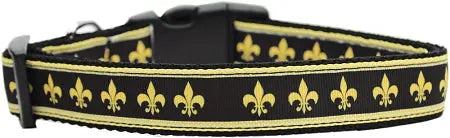 Black And Gold Fleur De Lis Nylon Dog Collar Xl Default Title