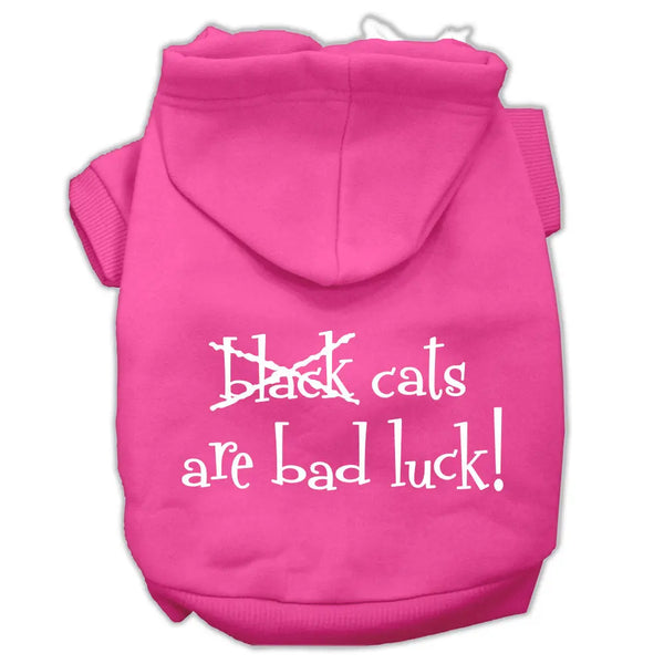 Black Cats Are Bad Luck Screen Print Pet Hoodies Bright Pink Size M Default Title