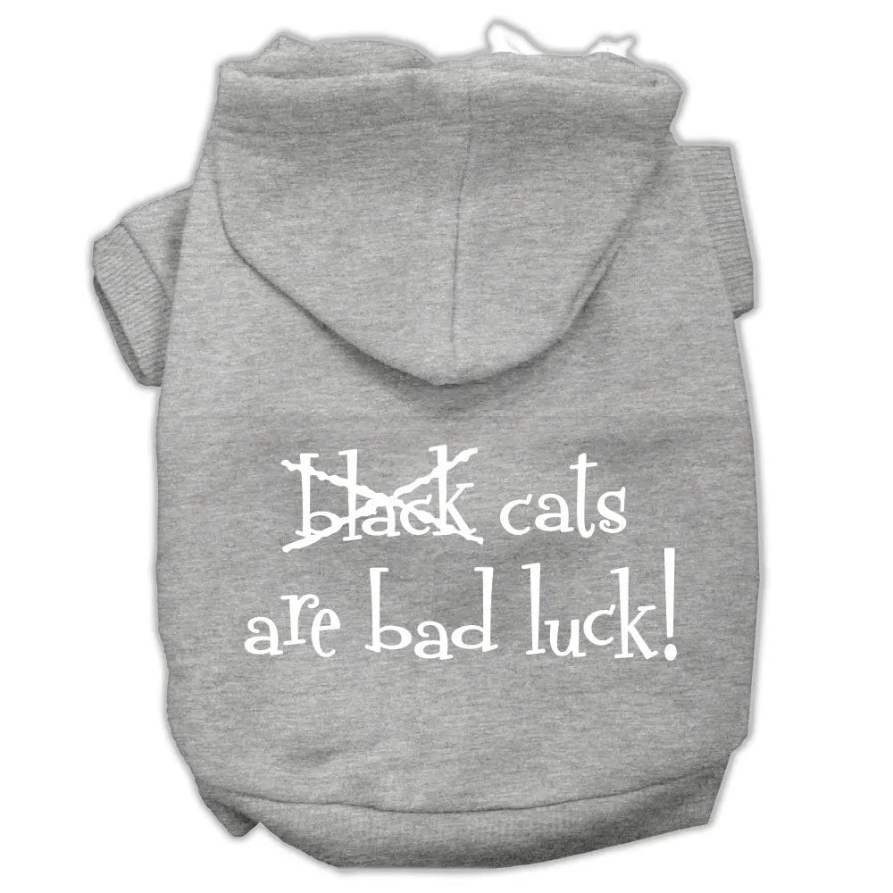 Black Cats Are Bad Luck Screen Print Pet Hoodies Grey Size S Default Title
