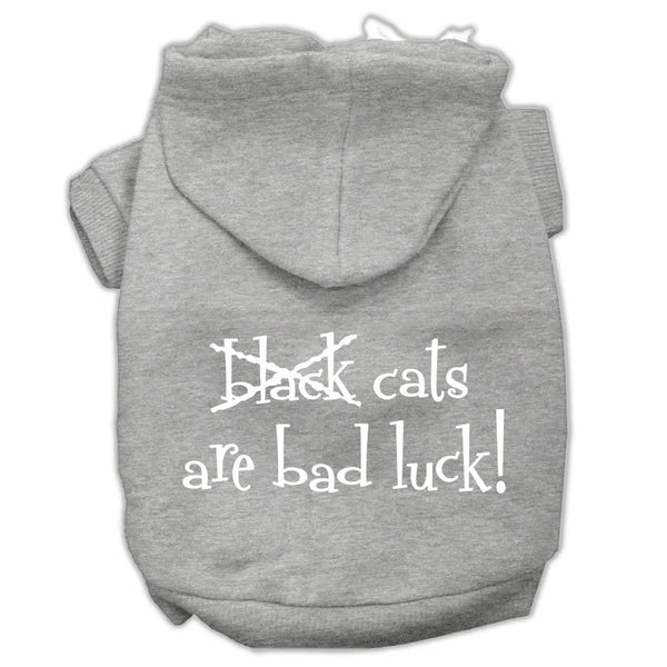 Black Cats Are Bad Luck Screen Print Pet Hoodies Grey Size S Default Title