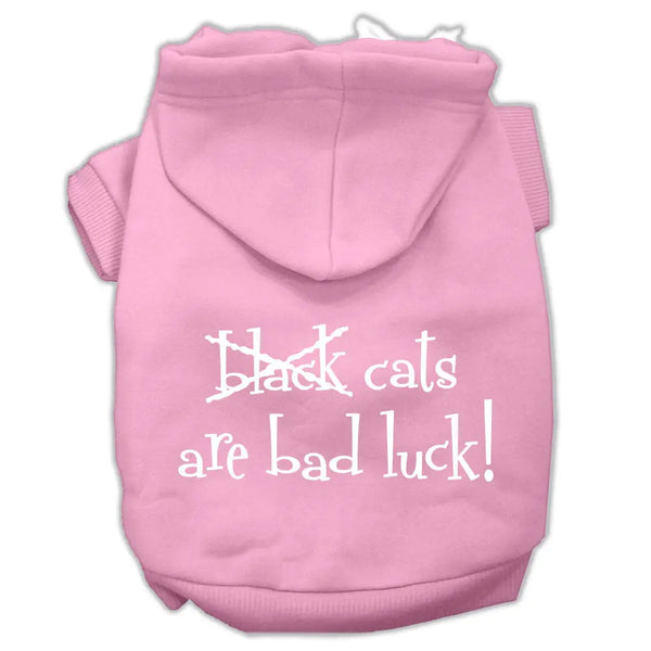 Black Cats Are Bad Luck Screen Print Pet Hoodies Light Pink Size L Default Title