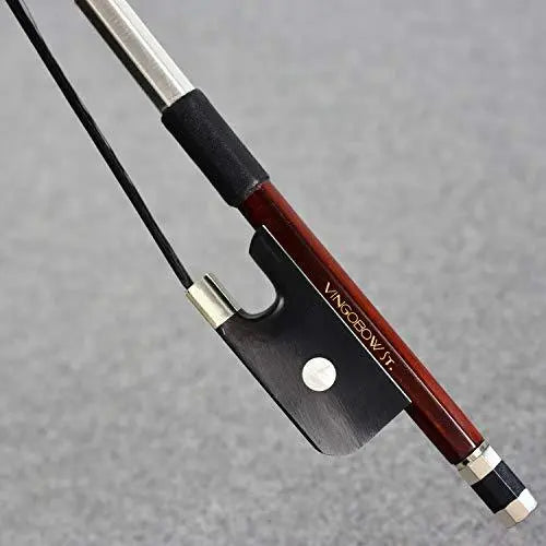 Black Horse Hair 4/4 Size Double Bass Bow French Model Wild Tone VINGOBOW 300BFB 72.5cm Brazilwood Stick Ebony Frog Straight Stick Smooth Tuner Easy Rosin Neat Works for High Level Student