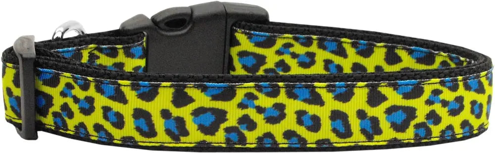 Blue And Yellow Leopard Nylon Cat Collar Default Title