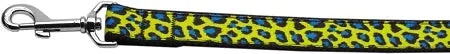 Blue And Yellow Leopard Nylon Dog Leash 3/8 Inch Wide 4ft Long Default Title