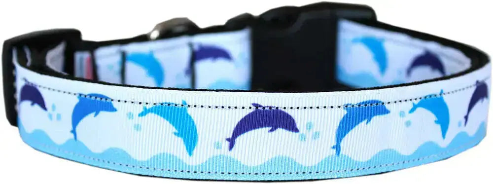 Blue-Dolphins-Nylon-Dog-Collar-Sm-GreatEagleInc-333691189