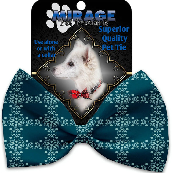 Blue Flowers Pet Bow Tie Collar Accessory With Velcro Default Title