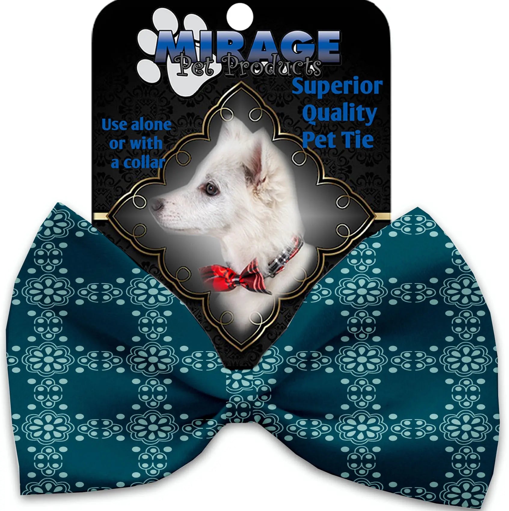 Blue Flowers Pet Bow Tie Collar Accessory With Velcro Default Title